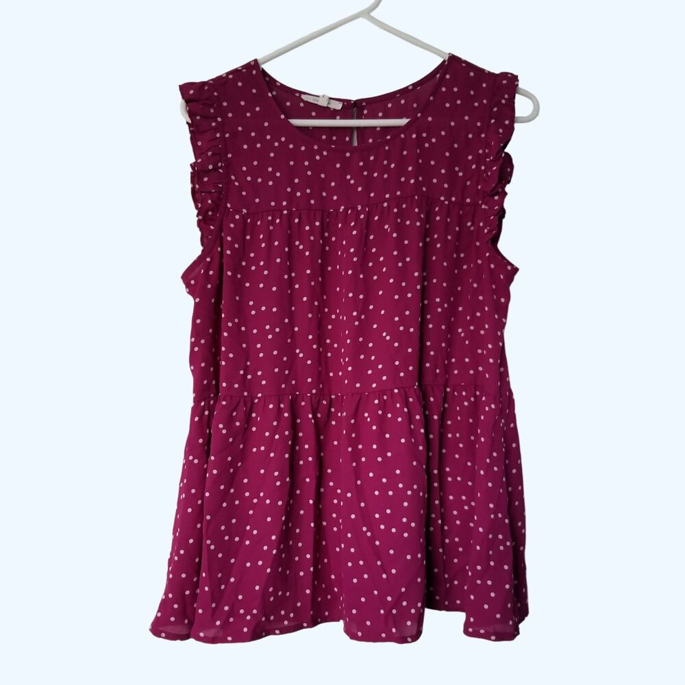 Maurices Pink Polka Dot Blouse